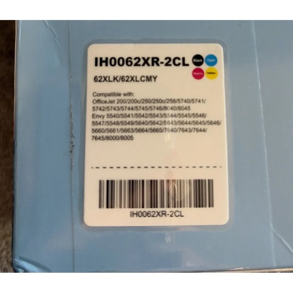 62XL Black & 62XLCMY Color Ink Combo Pack For HP Printers